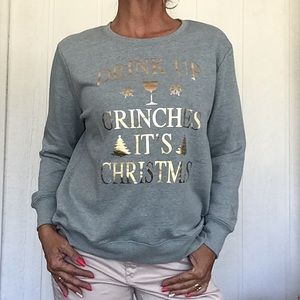 CHRISTMAS PARTY SWEATSHIRT GREEN AND GOLD NWT PXL